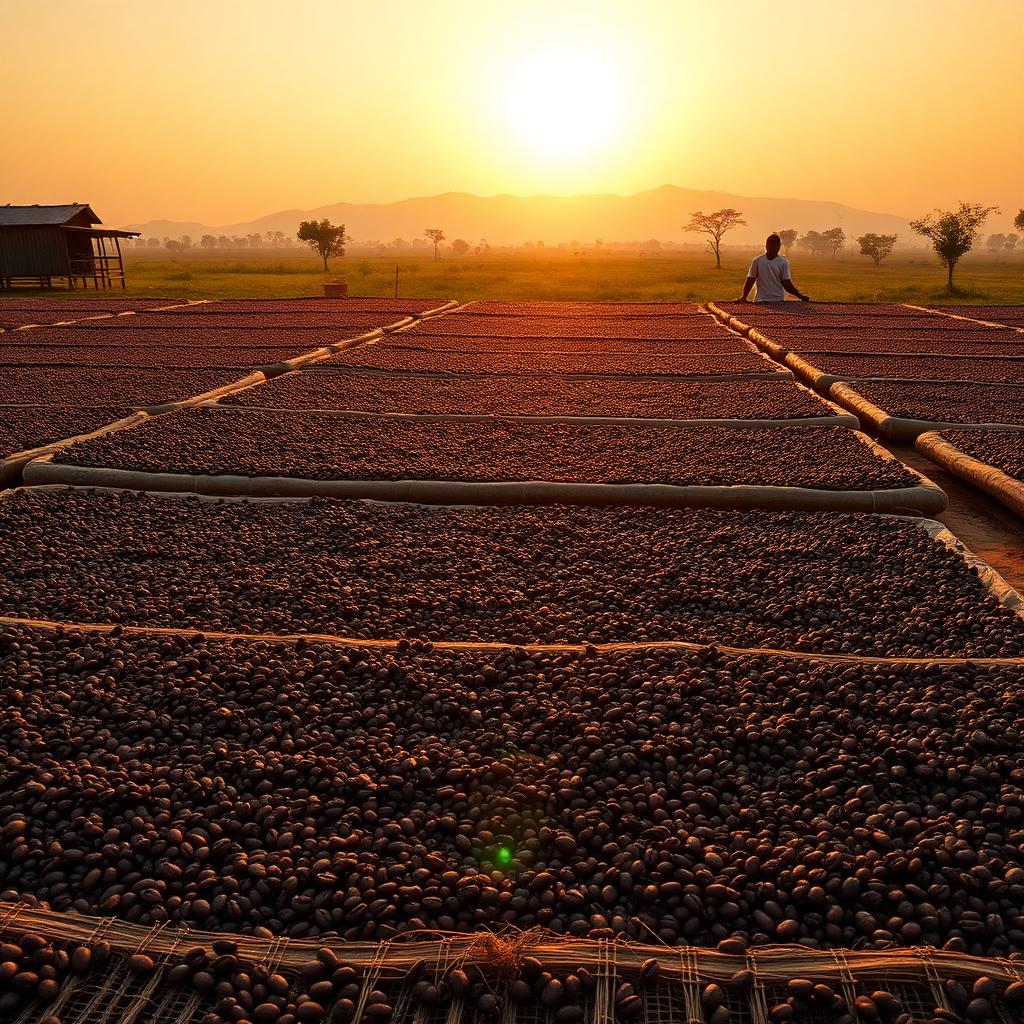 Traditional coffee drying beds in Ethiopia